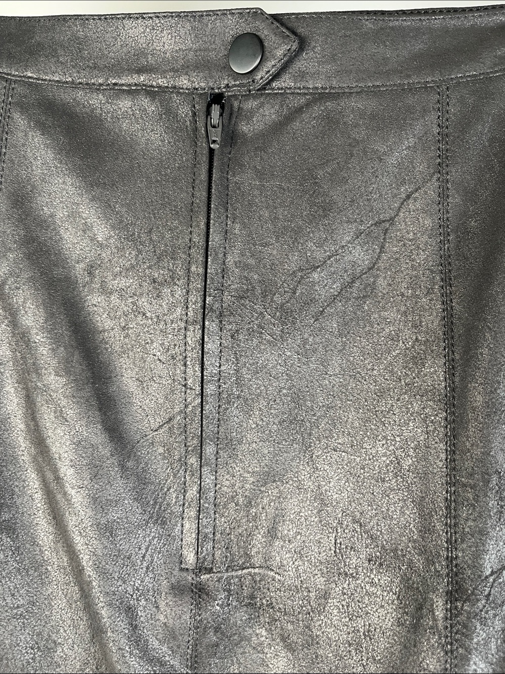 Free People Black Faux Leather Mini Skirt with Side Ruching size M - Picture 6 of 6